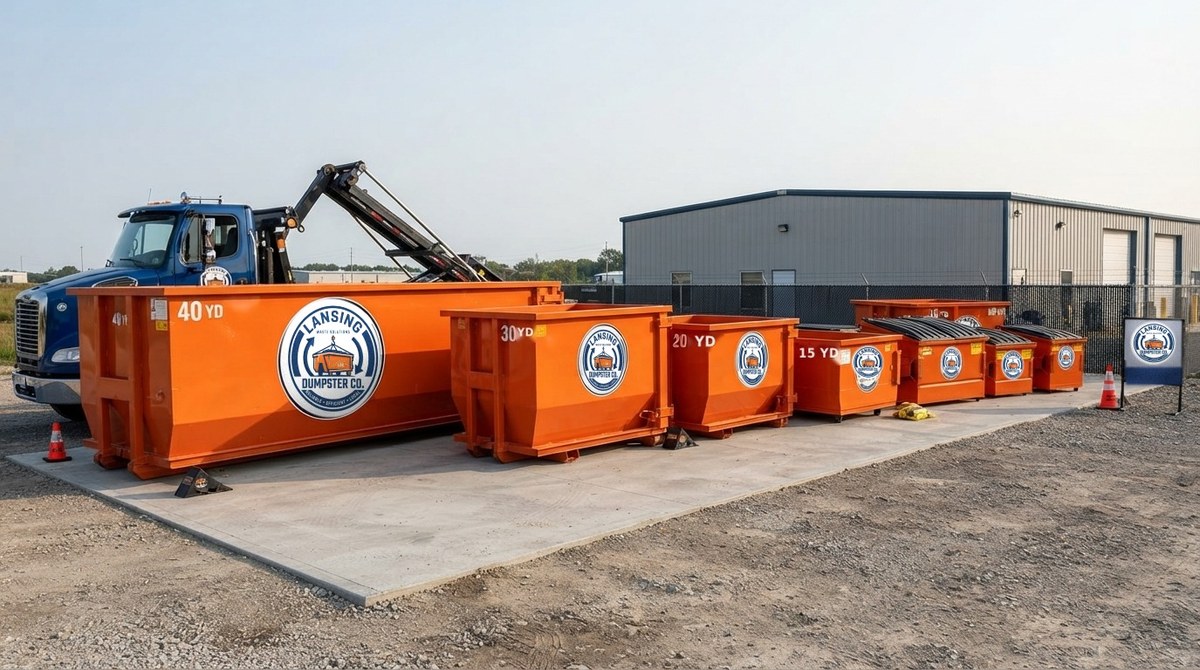 Lansing Dumpster Co roll-off dumpster serving the Haslett area